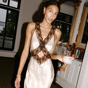 SIR
Willa Lace-Trimmed Cutout Silk Maxi Dress